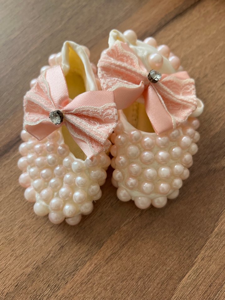 İnci Detaylı Pembe Bebek Ayakkabı - Görsel 3