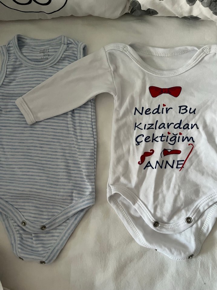 İki adet Baskılı Pamuklu Bebek Çıtçıtlı Body - Görsel 2