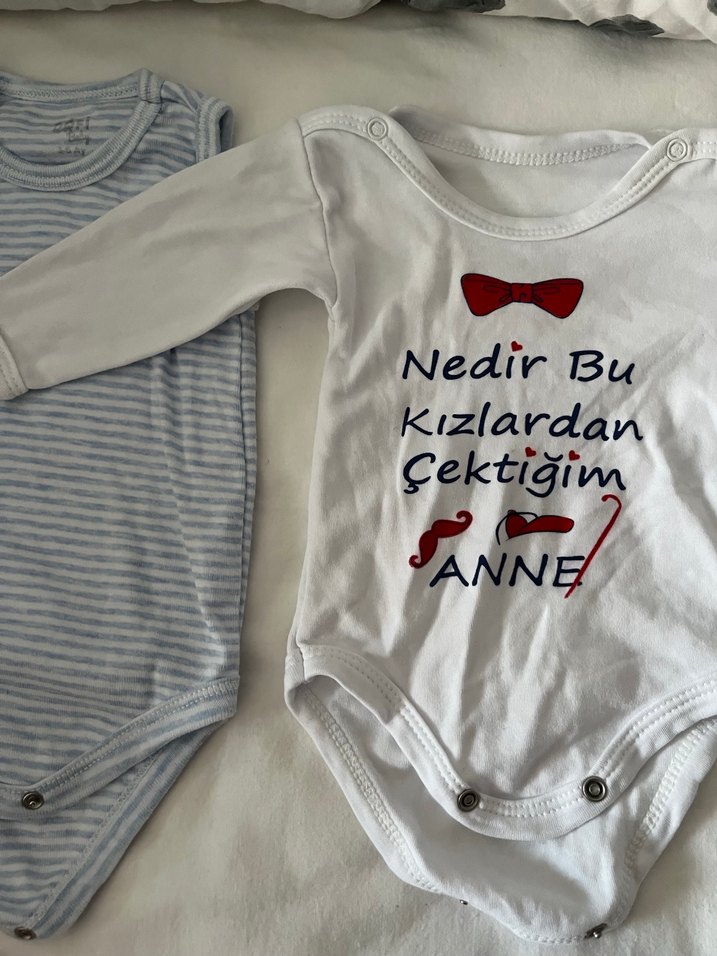 İki adet Baskılı Pamuklu Bebek Çıtçıtlı Body - Görsel 3