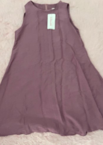 LC Waikiki Yeni etiketli Pembe Kolsuz Midi Keten Elbise