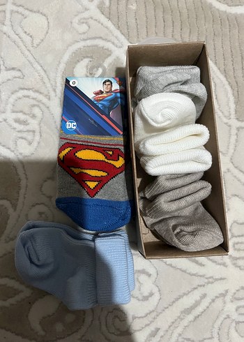 Erkek Çocuk Gri Süperman Desenli Çorap Seti - Görsel 2