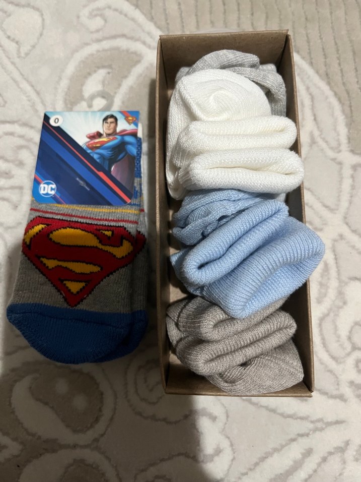 Erkek Çocuk Gri Süperman Desenli Çorap Seti - Görsel 3