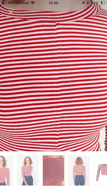 xs Beden kırmızı Renk Kırmızı Çizgili Fitilli Crop