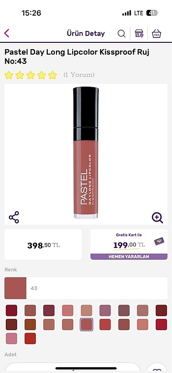 Beden pembe Renk Pastel daylong mat ruj 43 numara
