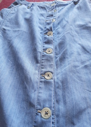 Düğmeli Mavi Kadın Denim Etek - Görsel 5