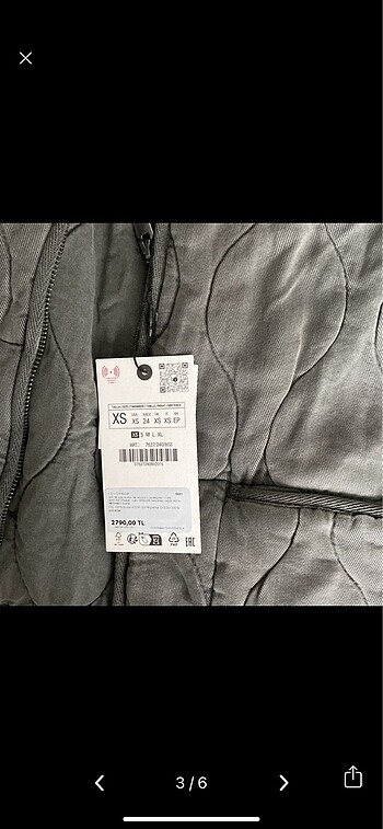 xs Beden Zara kapitone ceket