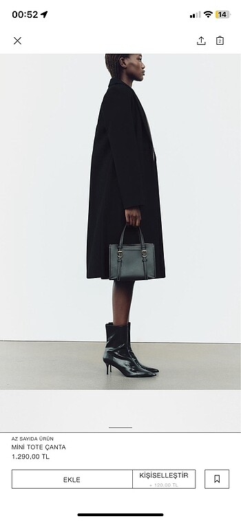 Beden siyah Renk Zara mini tote çanta