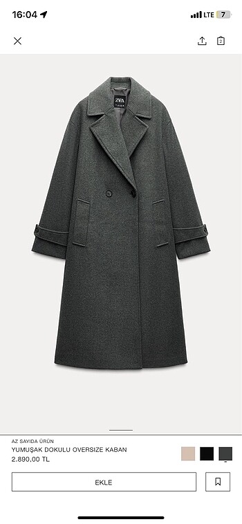 Zara oversıze kaban