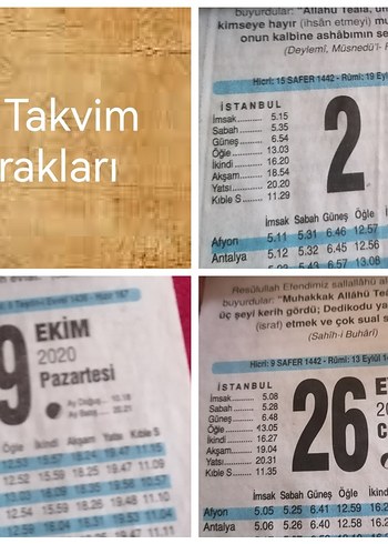 2020 TAKVİM YAPRAKLARI