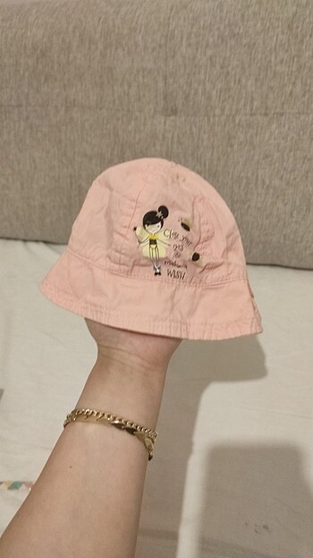 6-12 Ay, 18 cm Beden pembe Renk Yazlık kız bebek şapka 