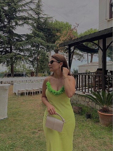 Topshop Topshop Saten Yeşil elbise
