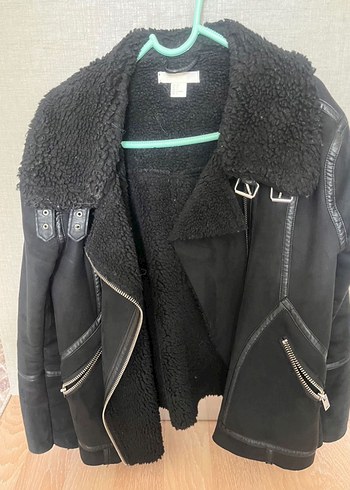 Fermuarlı Siyah Deri Biker Ceket - Görsel 2