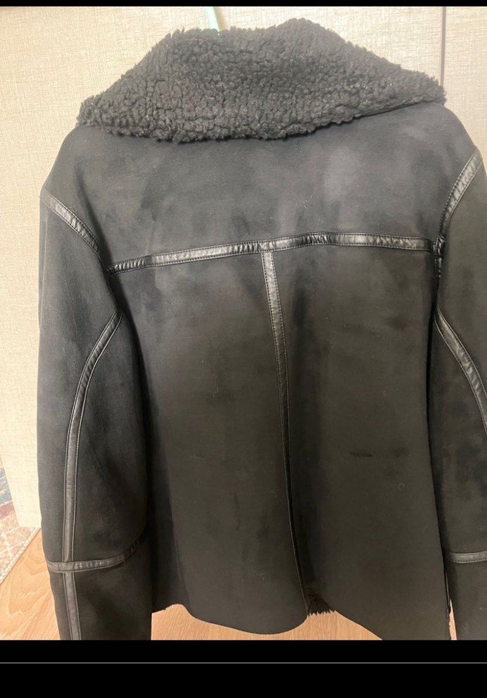 Fermuarlı Siyah Deri Biker Ceket - Görsel 4