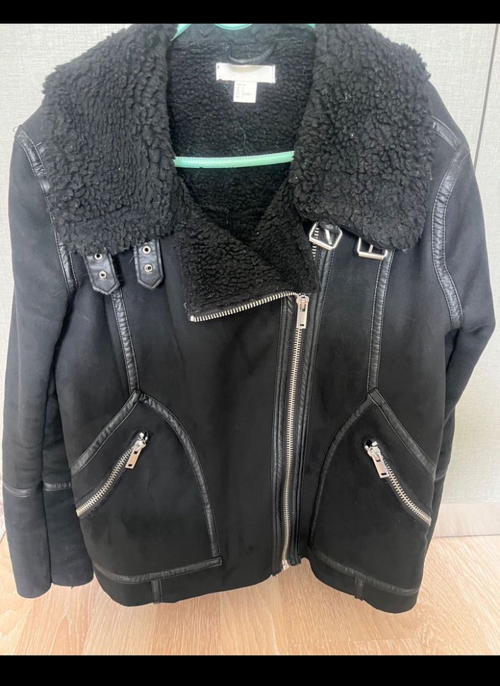 Fermuarlı Siyah Deri Biker Ceket - Görsel 3