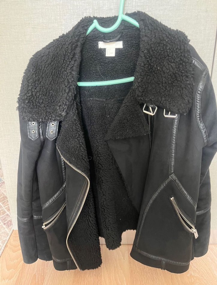 Fermuarlı Siyah Deri Biker Ceket - Görsel 2