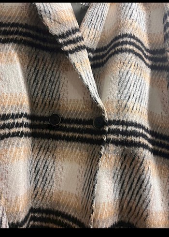 Gri Ekoseli Midi Kadın Kaban - Görsel 2