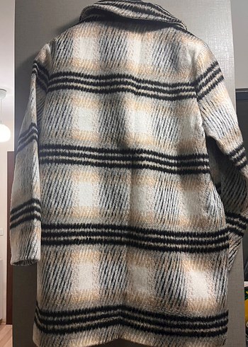 Gri Ekoseli Midi Kadın Kaban - Görsel 4