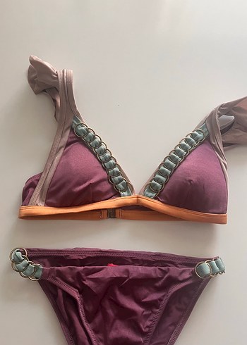 Bordo Strappy Bohem Bikini Takımı