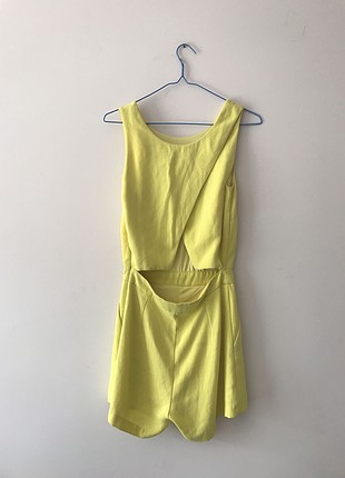 Mango Mango Sırt dekolteli sarı mini elbise