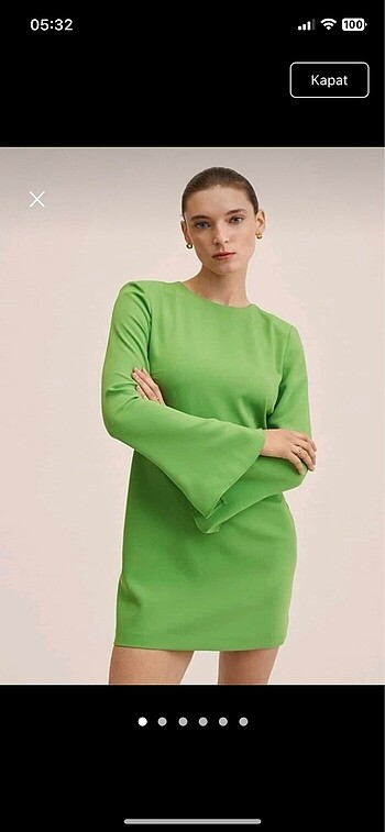 Zara fıstık yeşili elbise