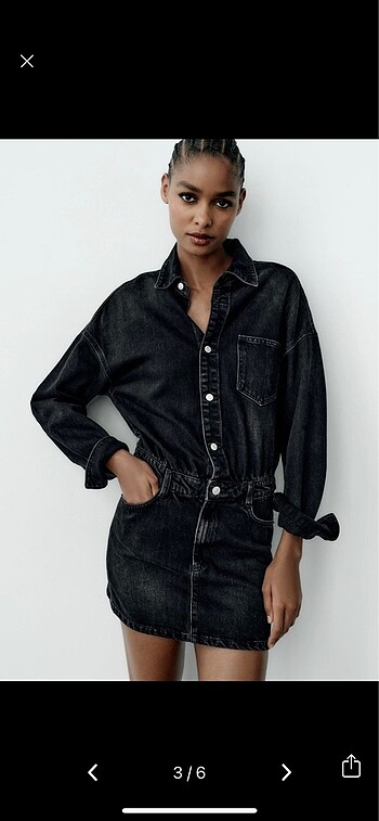 xl Beden Zara siyah denim kot jean elbise