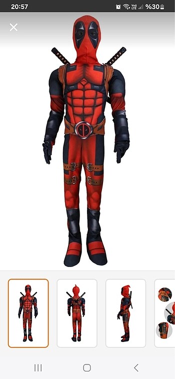 Deadpool çocuk kostümü 7-8 yaş kırmızı