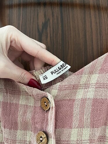 Pull and Bear Pullandbear pudra çizgili xs kısa elbise