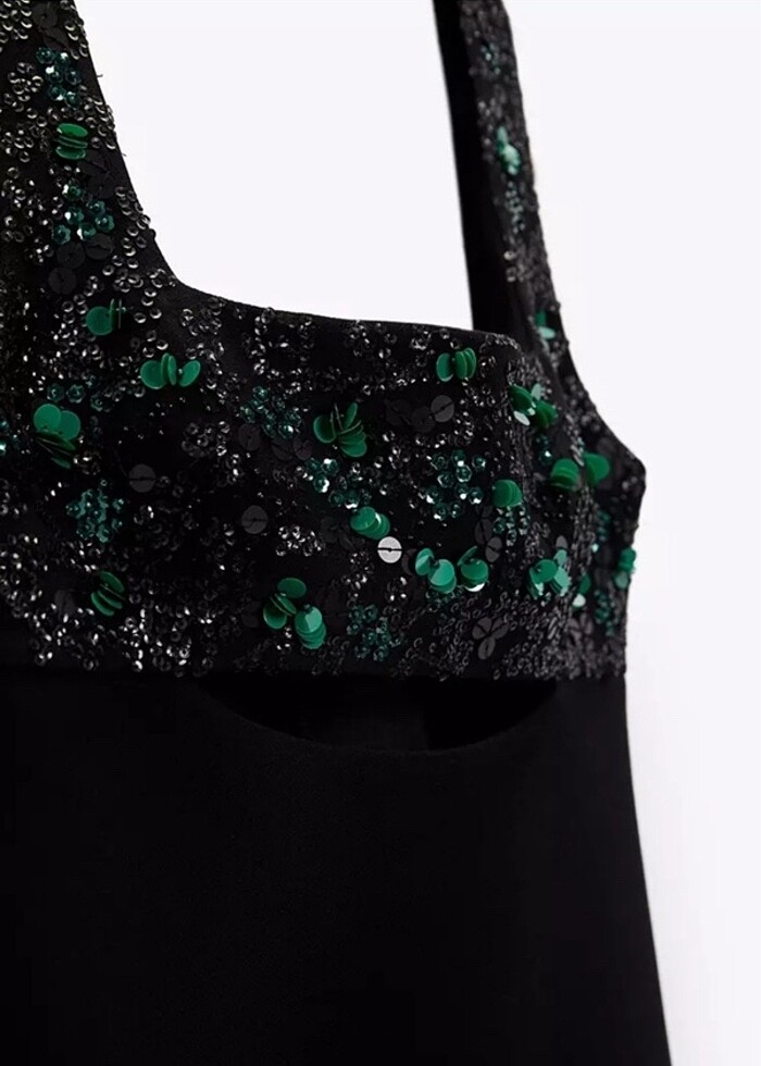 Zara siyah M kısa pullu elbise - Görsel 4