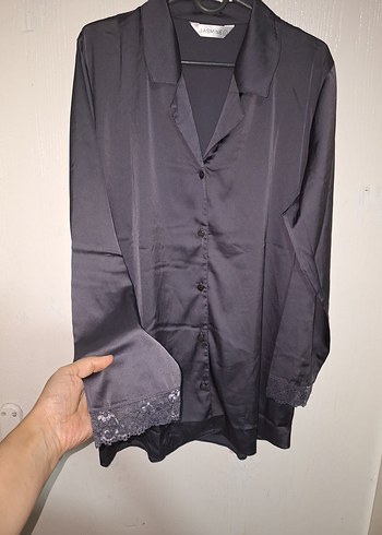 Gri Midi Kadın Gömlek Elbise - Görsel 5