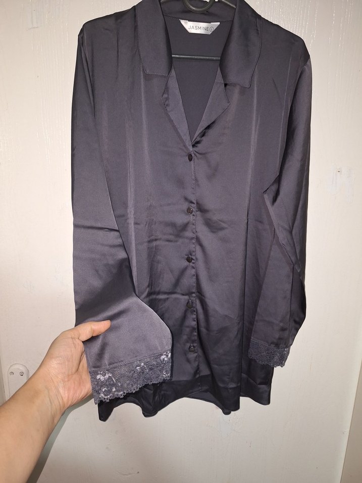 Gri Midi Kadın Gömlek Elbise - Görsel 5