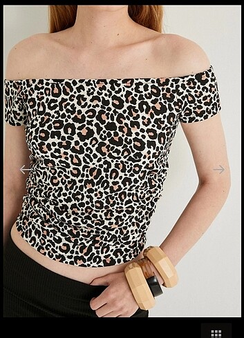 s Beden Leopar desenli crop bluz