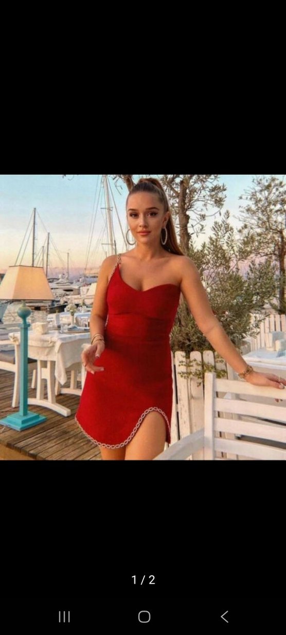 Kırmızı Kolsuz Mini Kadın Elbise - Görsel 2