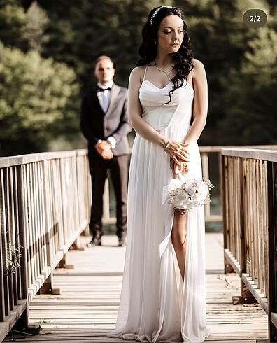 36 Beden beyaz Renk nikah elbisesi