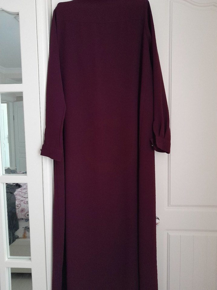 Bordo Uzun Kollu Drapeli Kadın Pardesü - Görsel 5