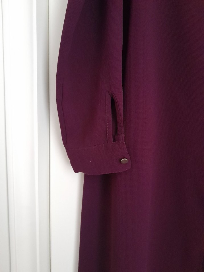 Bordo Uzun Kollu Drapeli Kadın Pardesü - Görsel 4