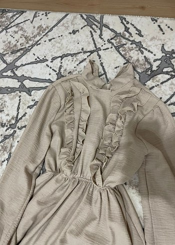 Bej Bohem Uzun Keten Elbise - Görsel 2