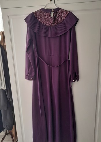 Uzun Mor Pilili Kadın Elbise - Görsel 2