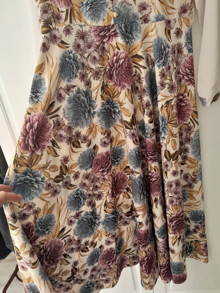 Bohem Çok Renkli Uzun Kollu Uzun Elbise - Görsel 4