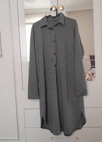 Gri Ekose Desenli Düğmeli  Uzun tunik - Görsel 5