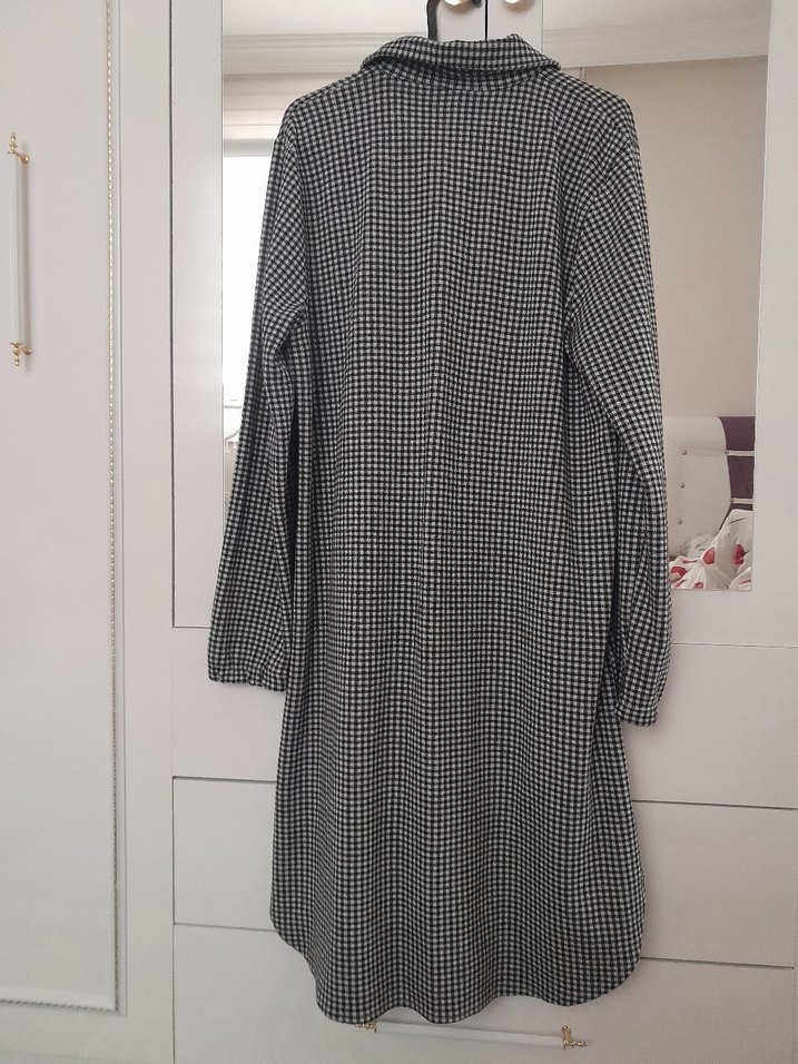 Gri Ekose Desenli Düğmeli  Uzun tunik - Görsel 3