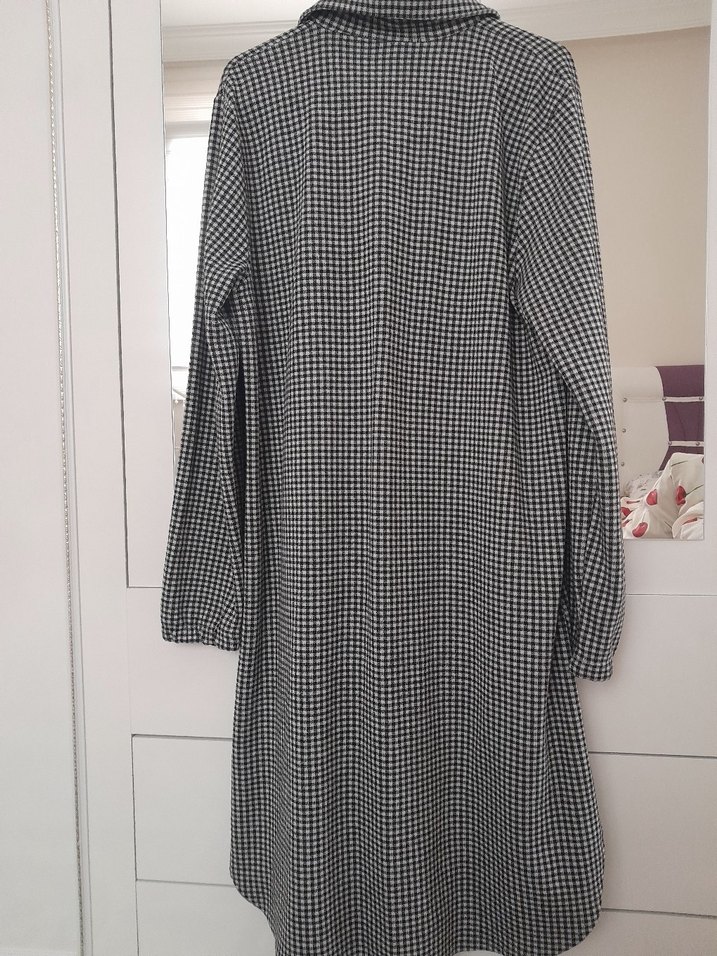 Gri Ekose Desenli Düğmeli  Uzun tunik - Görsel 4