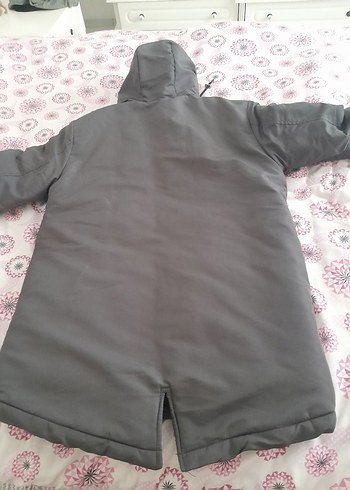 Gri Kapüşonlu Düğmeli Erkek Mont - Görsel 6