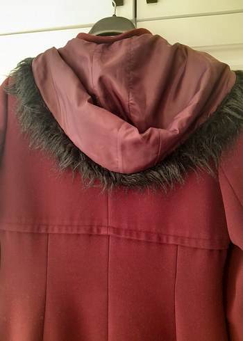 Düğmeli Bordo Uzun  Kaban - Görsel 5