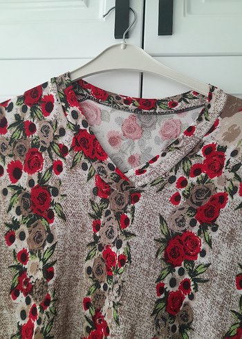 Bej Çiçek Desenli Uzun Bohem Elbise - Görsel 4