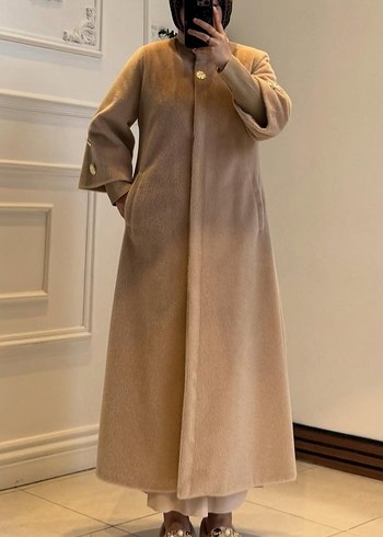 Bej Uzun Kadın Kürklü Kaban - Görsel 2