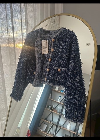 Zara Düğmeli Lacivert Kadın Geniş Kesim Denim Pantolon - Görsel 2