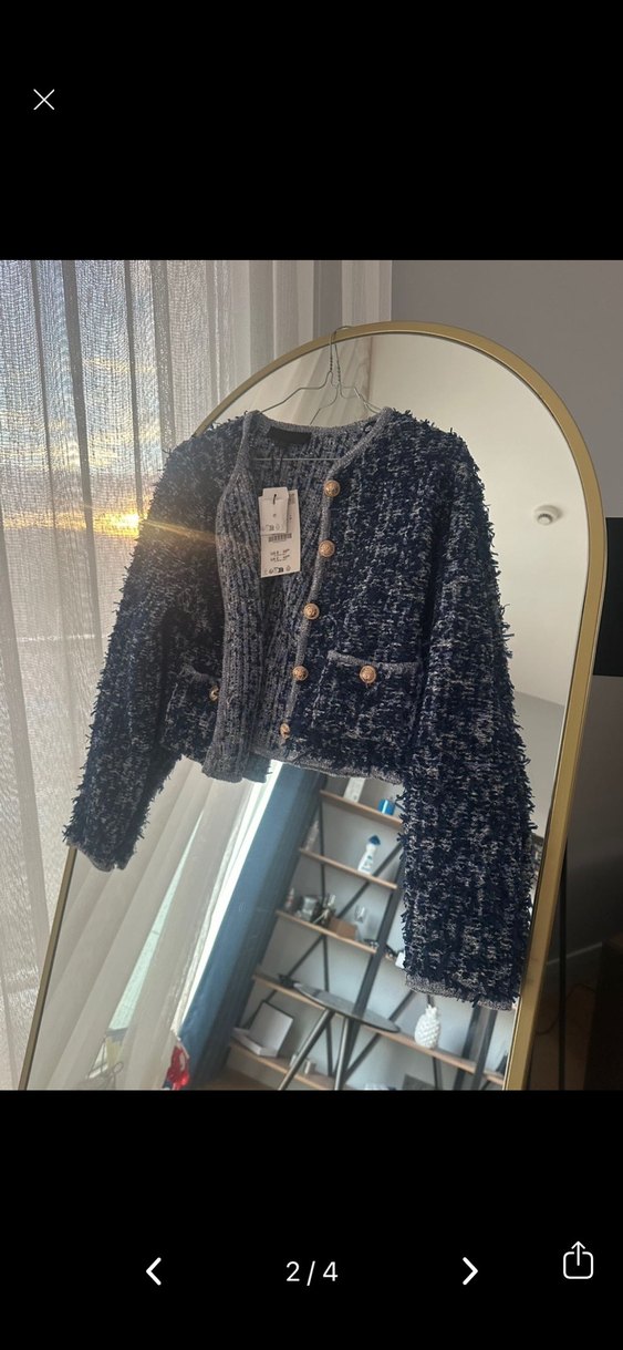 Zara Düğmeli Lacivert Kadın Geniş Kesim Denim Pantolon - Görsel 2