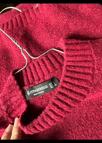 Stradivarius Bordo Triko Kadın Sweatshirt - Görsel 2