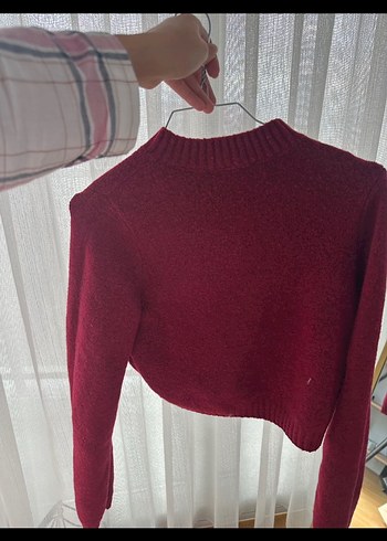 Stradivarius Bordo Triko Kadın Sweatshirt - Görsel 3