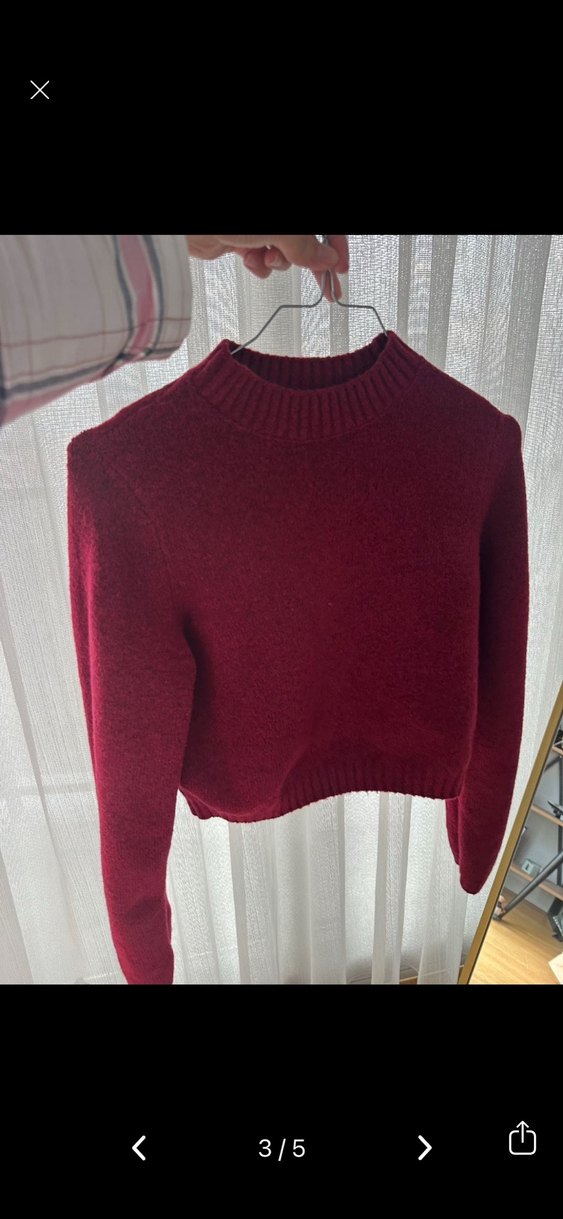 Stradivarius Bordo Triko Kadın Sweatshirt - Görsel 4